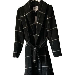 BB Dakota Braylee Women’s medium M Black plaid Trench Coat checkered checks